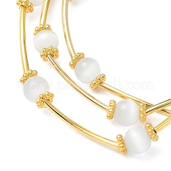 Braccialetti multifilo con perline rotonde a forma di occhio di gatto per donna&nbsp;BJEW-JB12338-02