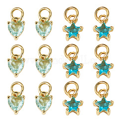 12 pz 2 stili ottone micro pavé zirconia cubica charms&nbsp;KK-TA0008-70E