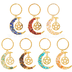 Брелок из сплава драгоценных камней в виде луны и звезд с тематикой чакры KEYC-SC0001-49