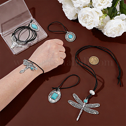 6 kit de collares y gomas para el pelo de turquesa sintética y aleación&nbsp;SJEW-PH00014