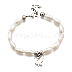 Браслеты с подвесками в виде бабочек из нержавеющей стали 304 для женщин&nbsp;BJEW-C098-08P