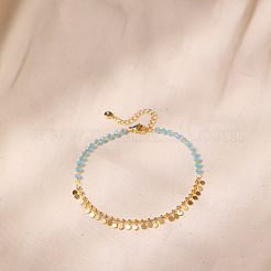 Браслеты на ногу из граненого стекла ронделле и латунных дисков с кисточками для женщин FS-WGF22A3-01