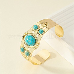 Bracelet manchette ouvert perlé ovale en résine&nbsp;LS-BJEW-F452-01B