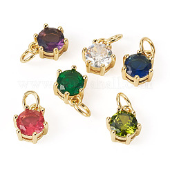 6 шт. 6-х цветные латунные подвески с кубическим цирконием KK-TA0002-15