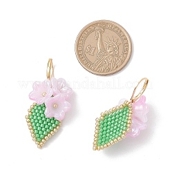Handgefertigte Blumen-Bügelohrringe mit Glasperlen&nbsp;EJEW-MZ00487-01