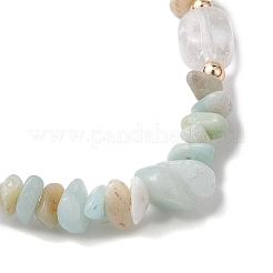 Эластичные браслеты из амазонита с натуральными цветами и кубовидными бусинами для женщин&nbsp;BJEW-JB10808-04