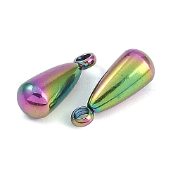 イオンプレーティング（IP）304ステンレスペンダント  ティアドロップチャーム  虹色  13x5mm  穴：2mm&nbsp;STAS-K252-03RC