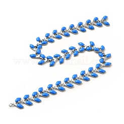 304ステンレススチールコブチェーン  エナメル  ハンダ付け  スプールで  ドジャーブルー  6x1.5~2mm&nbsp;CHS-C004-01B-P