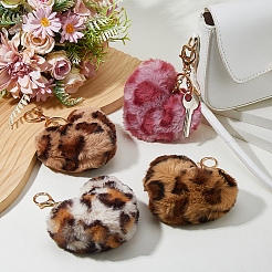 4 шт. 4-х цветные брелки-подвески из полиэстера в форме сердца&nbsp;KEYC-DC0001-33