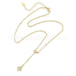 Verstellbare Lariat-Halsketten aus Messingkabelkette und Büroklammerkette&nbsp;NJEW-JN06150-01