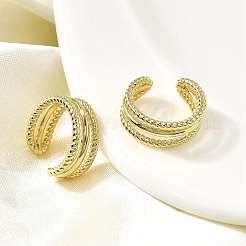 Тройные серьги-каффы в форме буквы С из латуни EJEW-L261-018G