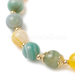 Браслеты из круглых бусин из натурального полосатого агата BJEW-JB11936-02