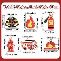 24 шт. 6 стиля подвески из сплава и эмали на тему пожаротушения&nbsp;ENAM-SC0007-22