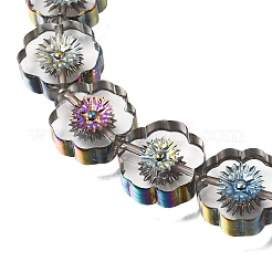 電気メッキ透明ガラスビーズ連売り  花  カラフル  14x14.5x5mm  穴：0.9mm  約29個/連  15.94''（40.5センチメートル）&nbsp;GL-CBA98F0-05A