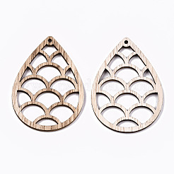 Необработанные полые деревянные большие подвески WOOD-N006-105