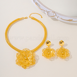 Комплекты из серег и ожерелий с полыми цветами из сплава для женщин&nbsp;JI5583