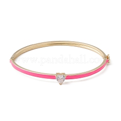 Bracciale rigido a cuore in zirconi chiari con smalto&nbsp;BJEW-F430-01-G