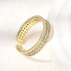 Латунные кольца-манжеты с микропаве из прозрачных кубических цирконий&nbsp;RJEW-Z136-03G