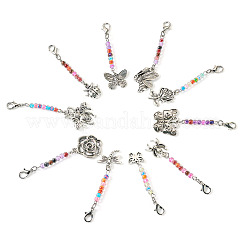 10 pieza de cuentas redondas de vidrio transparente y colgante de aleación de estilo tibetano para decoración&nbsp;HJEW-TAC0067