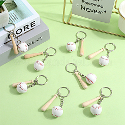 12 шт. мини-брелок-подвеска из искусственной кожи в виде бейсбольной биты из дерева&nbsp;DIY-SP0001-51A