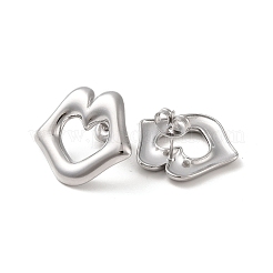変色しないリップ304ステンレススチール製スタッドピアス（女性用）  ステンレス鋼色  22x20mm&nbsp;EJEW-L272-015P
