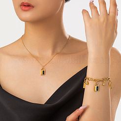 201 комплект из браслетов и ожерелий с подвесками в виде замка из нержавеющей стали со стразами для женщин QK4053