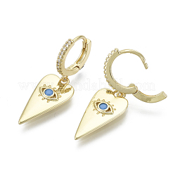 Серьги-кольца Huggie с подвесками из латуни с прозрачным фианитом и прозрачным фианитом&nbsp;KK-R137-013-NF