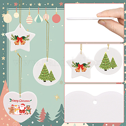 12 шт. 3 стиля пустые фарфоровые листы подвесные украшения&nbsp;AJEW-SP0004-05