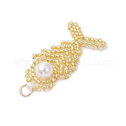 Подвески в виде рыбок из стеклянных бусин&nbsp;PALLOY-MZ00666-04