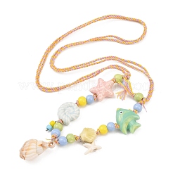 Подвеска в форме ракушки из керамики NJEW-Z100-01B-G