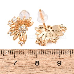 Pendientes de tuerca de circonio cúbico con micro pave de latón&nbsp;EJEW-D363-02G