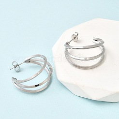 Серьги-гвоздики из нержавеющей стали 201 в форме тройной буквы С EJEW-Z151-09P