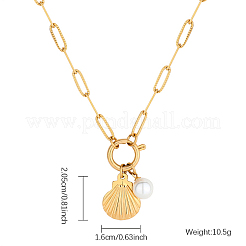 Ожерелья с подвесками из нержавеющей стали 304 и искусственного жемчуга&nbsp;LS-HT9511-3