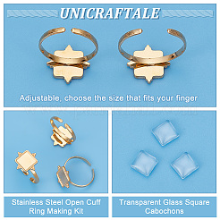 Набор для самостоятельного изготовления открытого кольца-манжеты из квадратной заготовки из нержавеющей стали 304 DIY-UN0005-80