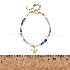 Bracelets en perles rondes facettées d'apatite et de kyanite naturelles dégradées&nbsp;BJEW-JB14399-02