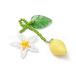 2 шт. 2 стиля подвески из смолы и стеклянных бусин ручной работы в виде цветка лимона большие&nbsp;PALLOY-MZ00771