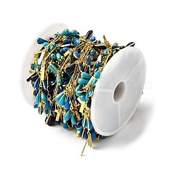 Латунная эмалевая каплевидная форма с прямоугольными звеньями цепи&nbsp;CHS-H112-23G-01