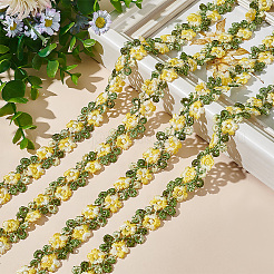 3Dフラワー刺繍ポリエステルレーストリム  花のトリミング  服飾材料  きいろ  3/4インチ（20mm）&nbsp;SRIB-WH0011-141C
