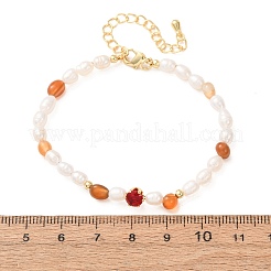 Bracelets en copeaux de cornaline naturelle et perles de riz naturelles&nbsp;GG-CBA3297-13G-A