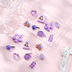 16шт 8 стиля непрозрачные подвески из смолы&nbsp;RESI-FP0001-30