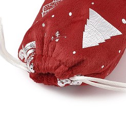 Bolsas de almacenamiento de terciopelo navideño con estampado plateado&nbsp;ABAG-Q053-01A-01C