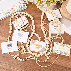 Настенная витрина для фотографий с гирляндой из деревянных бус&nbsp;AJEW-WH20011-54C