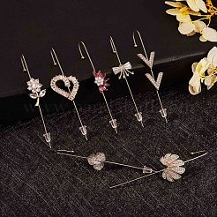 9 pièces 9 style fleur & arbre & feuille & lettre initiale v & bowknot boucles d'oreilles en zircone cubique&nbsp;JX189A