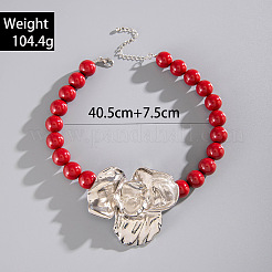 Ожерелья с подвесками в виде цветка из акрила и круглой бусинкой с цепочками на концах из сплава FS-WGEE4D6-01