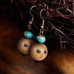 30 шт. Бусины из натурального дерева WOOD-FG0001-15A