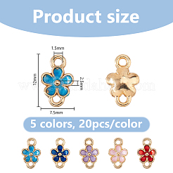 100 stücke 5 farben zinklegierung emaille verbinder charms&nbsp;ENAM-DC0002-28