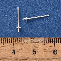 真鍮スタッドイヤリングを見つける  鉛フリー＆カドミウムフリー  ラウンド  925銀メッキ  13.5x3mm  ピン：12x1mm＆1mm&nbsp;KK-K383-02A-S