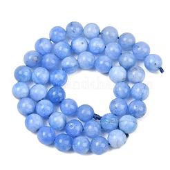 Naturels teints en blanc perles de jade brins&nbsp;GG-CBAEB22-B01-8mm-08