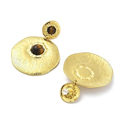 Серьги-гвоздики из нержавеющей стали 304 с натуральным тигровым глазом в стиле бохо&nbsp;EJEW-S244-01G-D