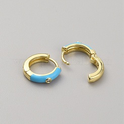 Серьги-кольца с эмалью и прозрачными фианитами EJEW-WH0004-39D